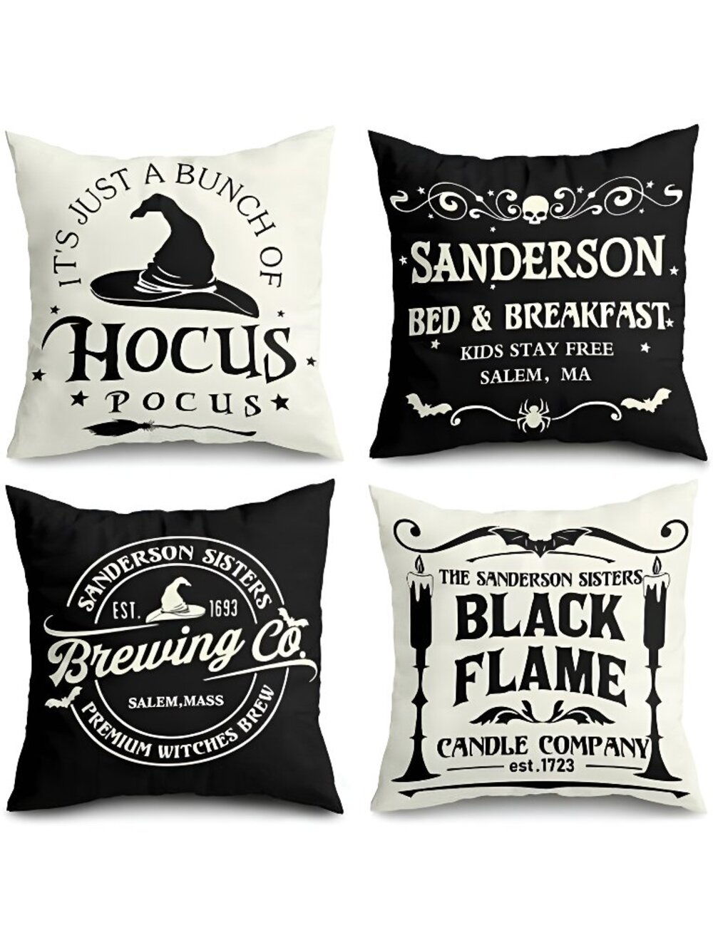 Halloween Decorations Pillow Covers 18x18 Set of 4 Halloween Decor Hocus Pocusr